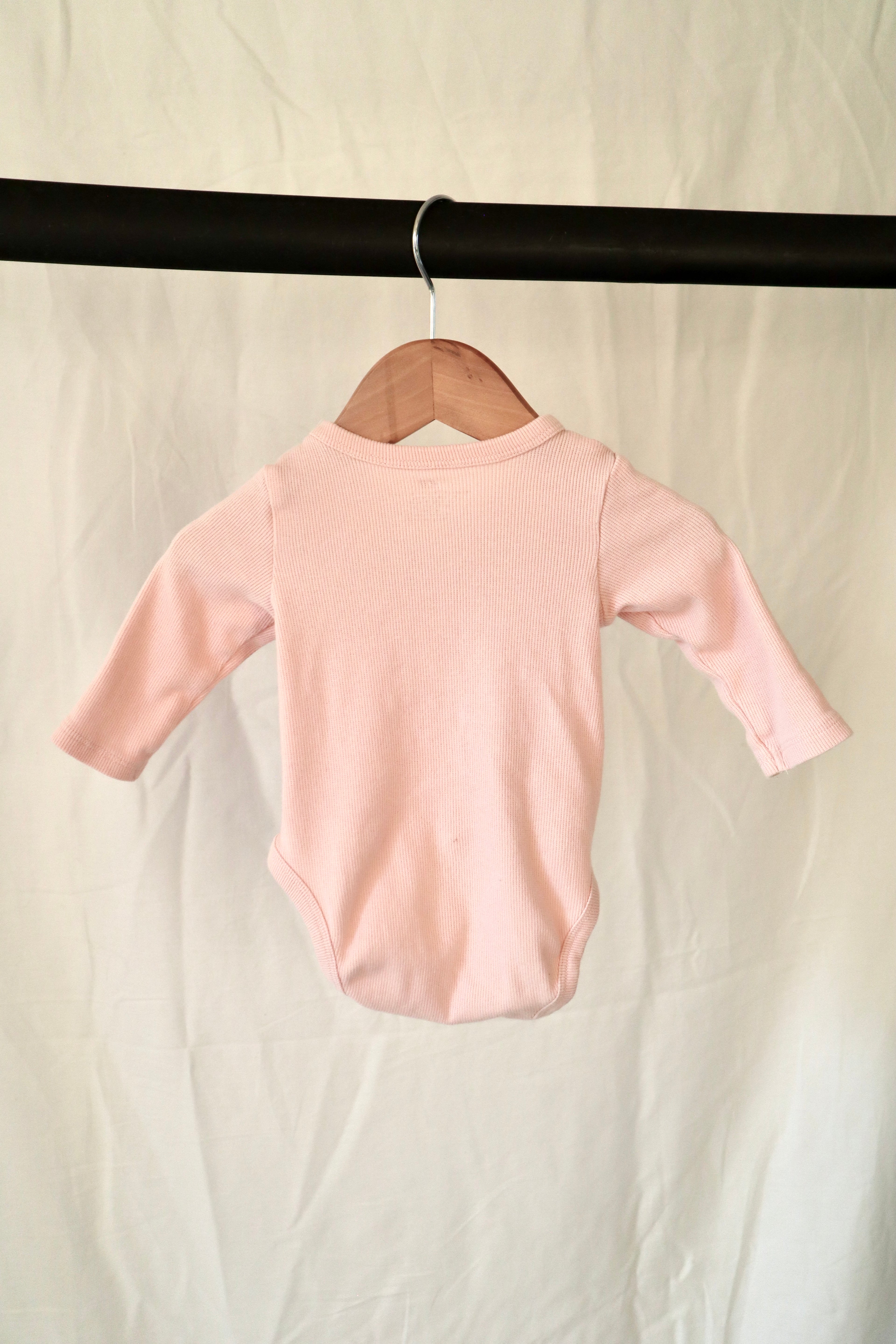 H&M Ribbed Wrap Bodysuit — Blush Pink — 2-4 Months