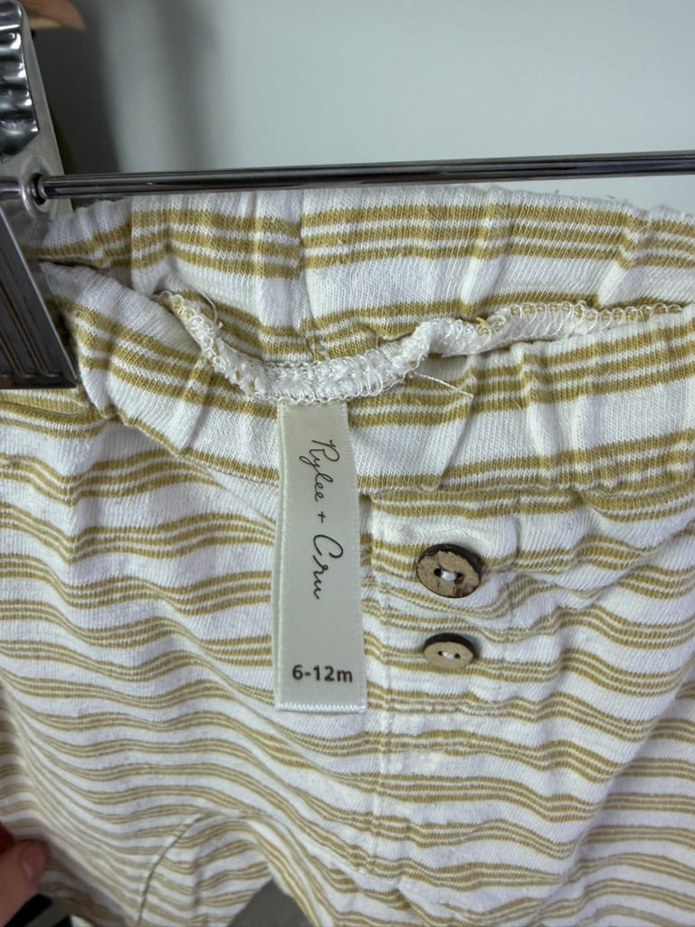 Rylee + Cru Striped Slouchy Pants — Mustard — 6–12M
