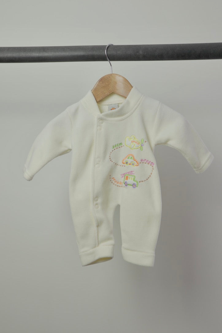 Vintage MONO Embroidered Fleece Playsuit — 0–3M