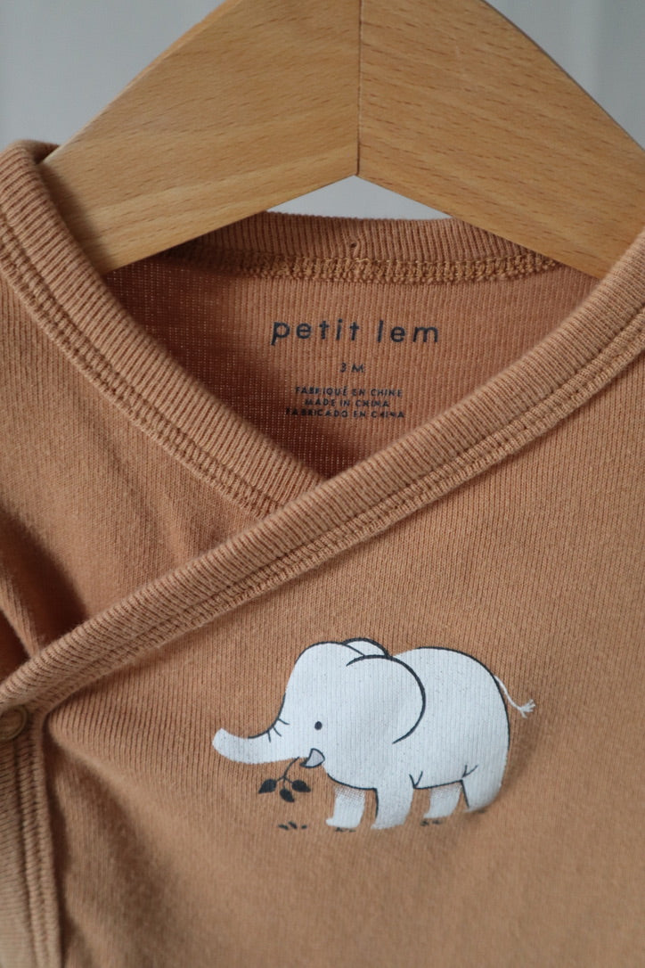 Petit Lem Wrap Bodysuit — Elephant — 3M