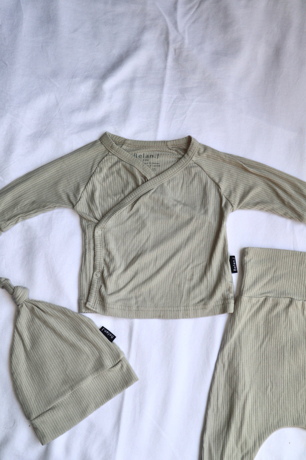 Belan.J — Bamboo Wrap Set — Light Grey Rib — 0-3M
