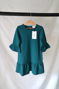 Miles the Label Organic Cotton Ribbed Ruffle Dress — Deep Teal — 5T — BNWT