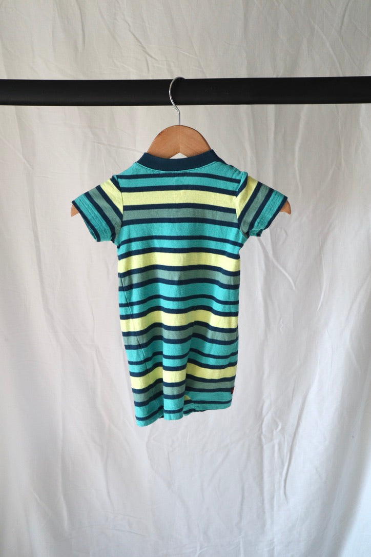 Tea Collection Striped Henley Romper — 3–6M