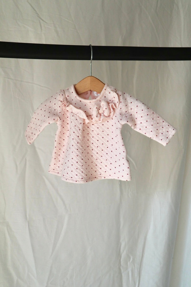 Monkey Bars Quilted Ruffle Top — Blush Pink — 3–6M