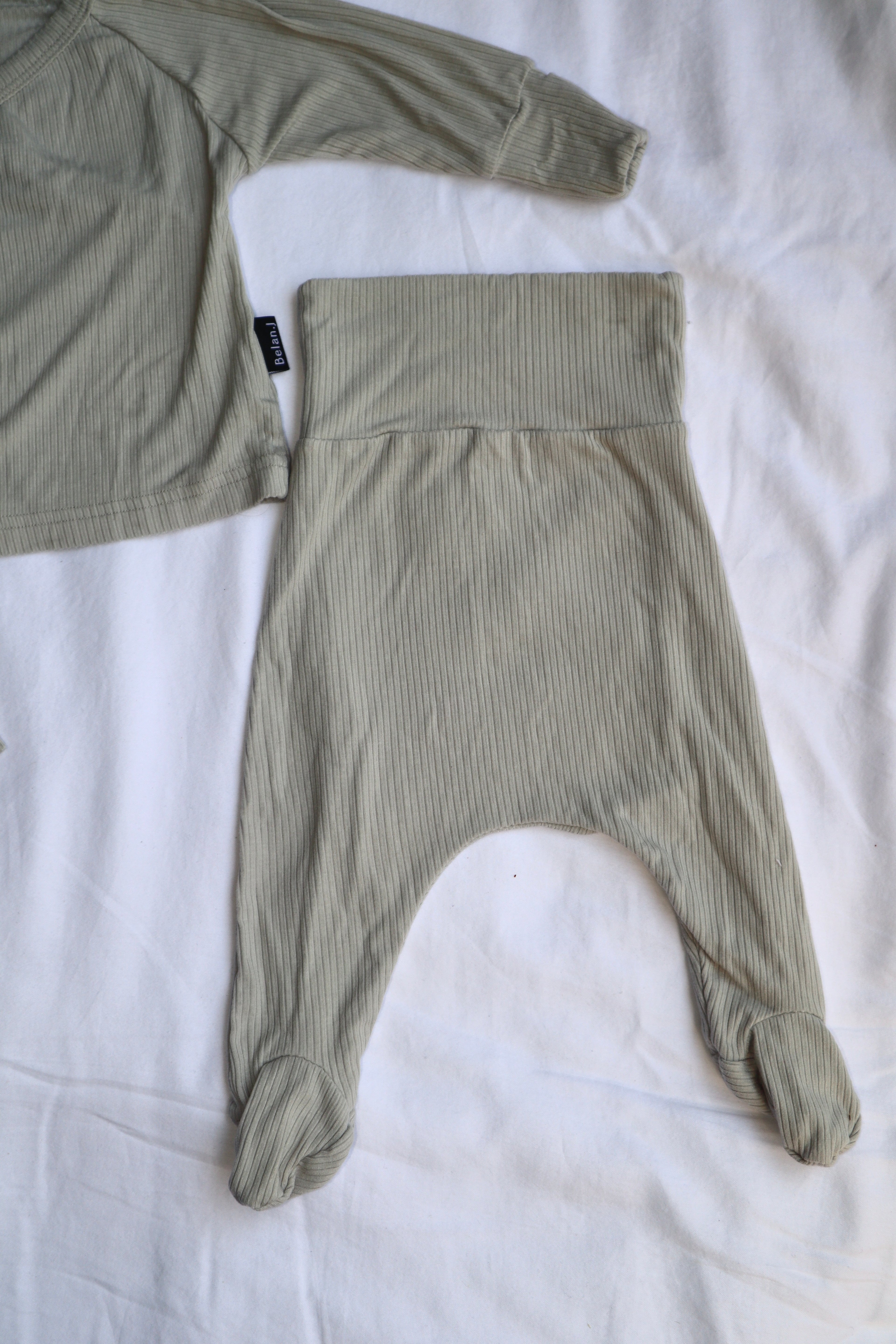 Belan.J — Bamboo Wrap Set — Light Grey Rib — 0-3M