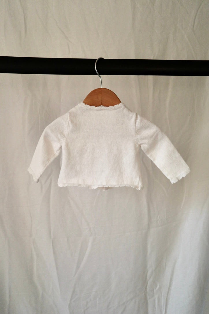 Carter's Scalloped Cotton Cardigan — White — 3M