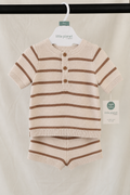 Little Planet Mocha + Cream Knit Short Set — 9 Months — NWT