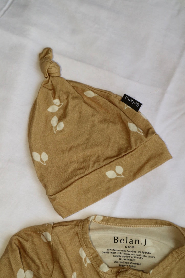 Belan.J — Bamboo Henley Set — Camel Leaf — 3-12 months