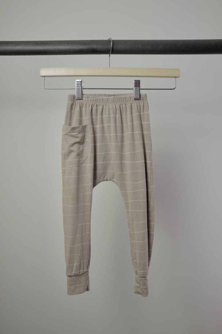 Jax + Lennon Bamboo Pocket Joggers — Taupe Stripe — 18–24 Months