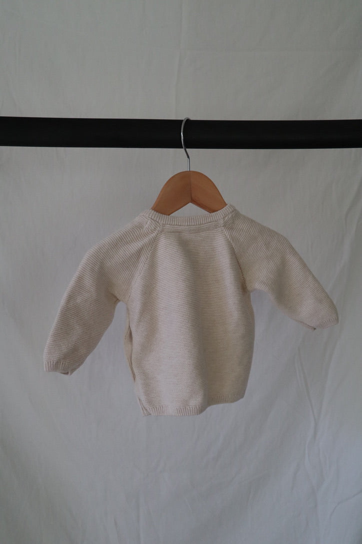 H&M Bear Knit Sweater — Cream — 2–4M