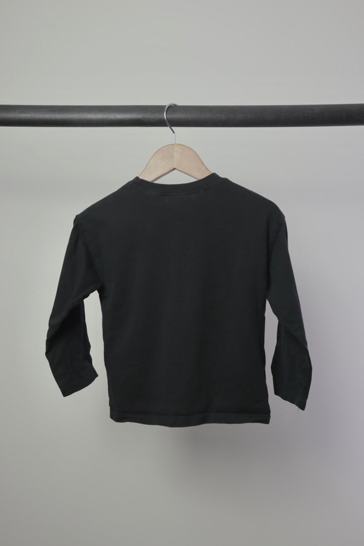 Zara Kids Calm Mood Long Sleeve T-Shirt — Black — 2–3Y