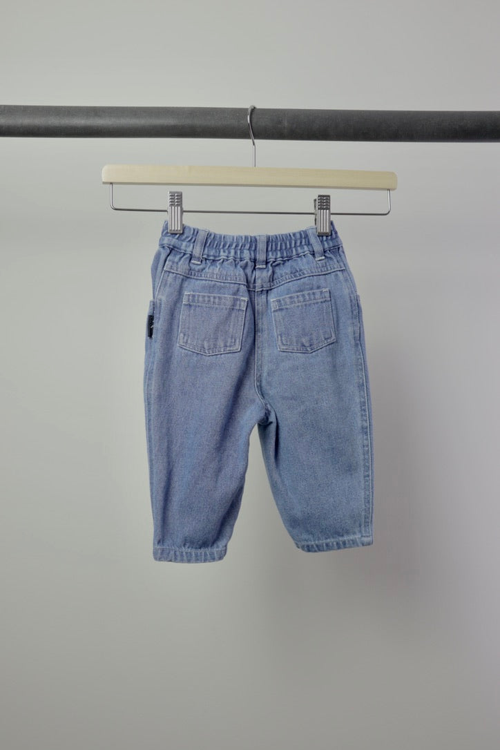 Vintage Teddy's Choice Heart Embroidered Jeans — Light Wash — 6–9M