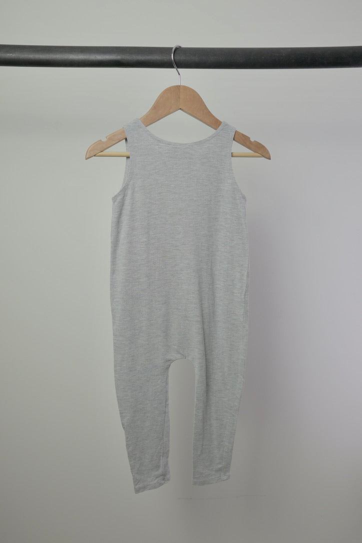 Jax + Lennon Bamboo Sleeveless Romper — Heather Grey — 2/3Y