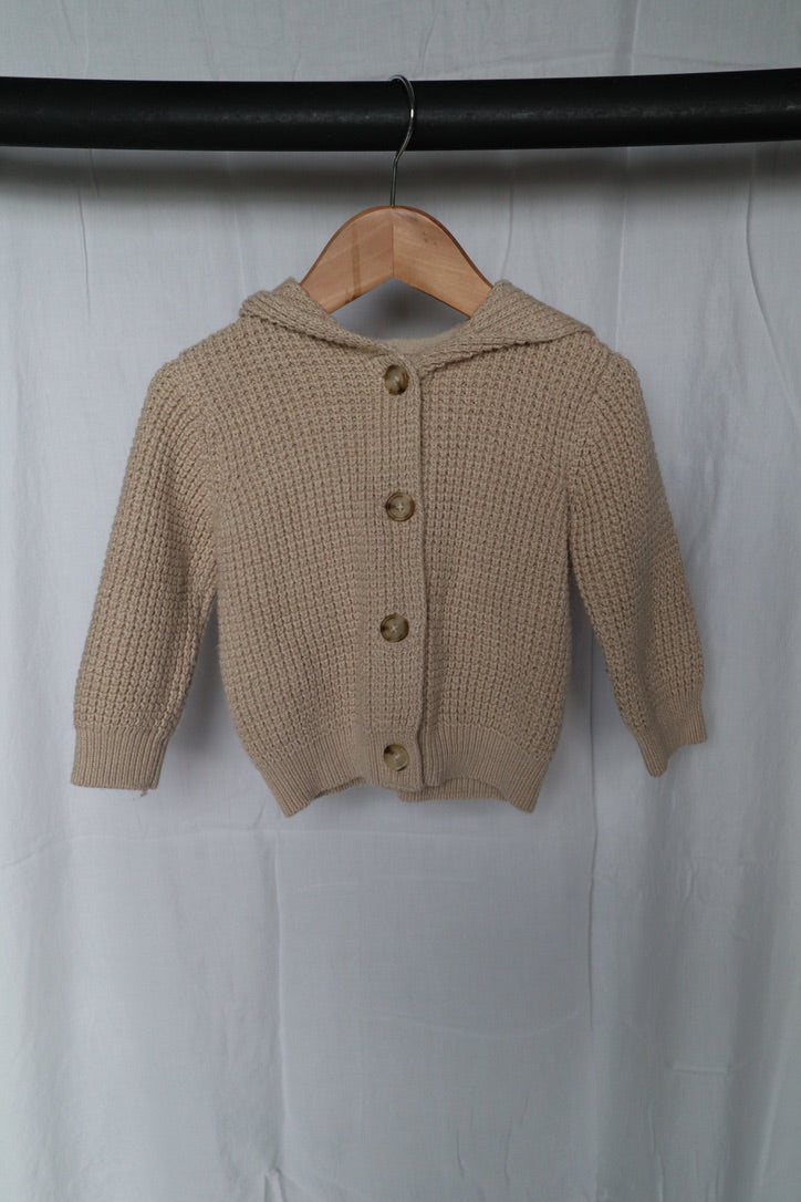 Rococo Cream Hooded Knit Baby Cardigan – 6 Months
