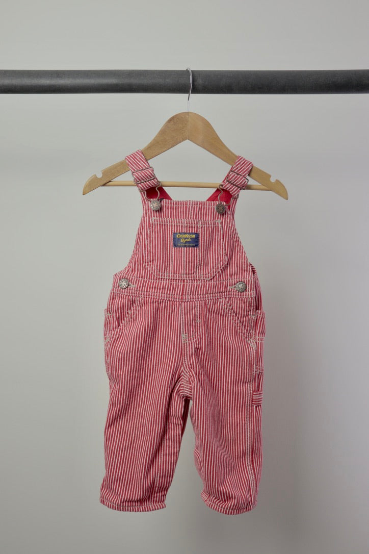 Vintage OshKosh B'gosh Red Stripe Overalls — 9M