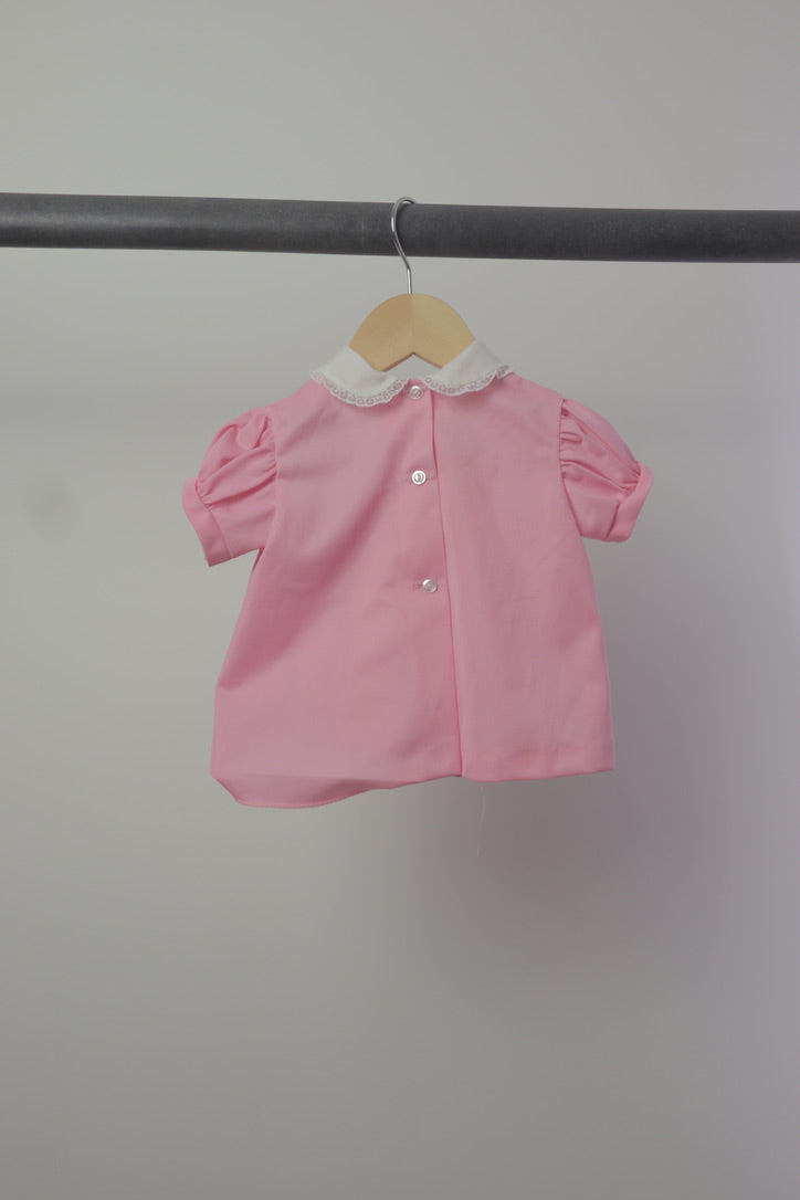Vintage Charming Pink Lace Peter Pan Collar Dress — 18M