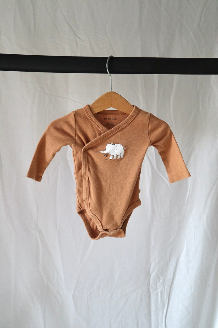 Petit Lem Wrap Bodysuit — Elephant — 3M