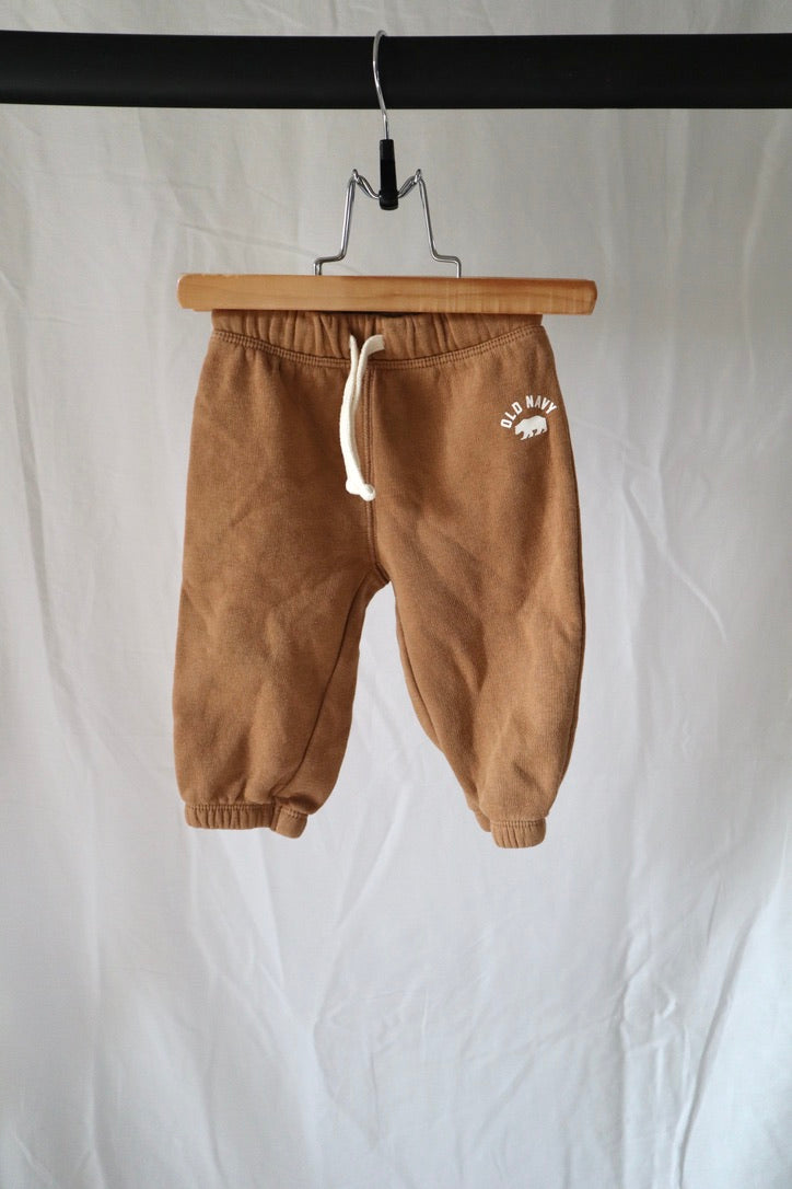 Old Navy Fleece Jogger Set — Camel & Heather Grey — 3–6M