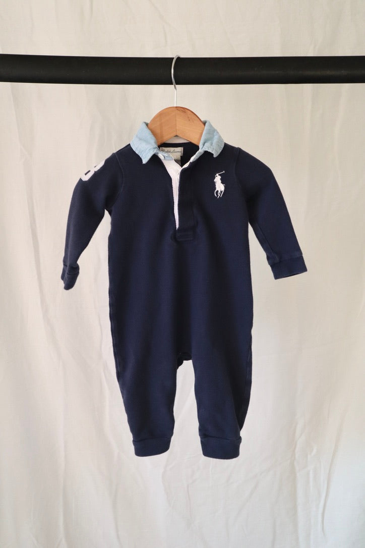 Ralph Lauren Polo Rugby Romper — Navy — 6M