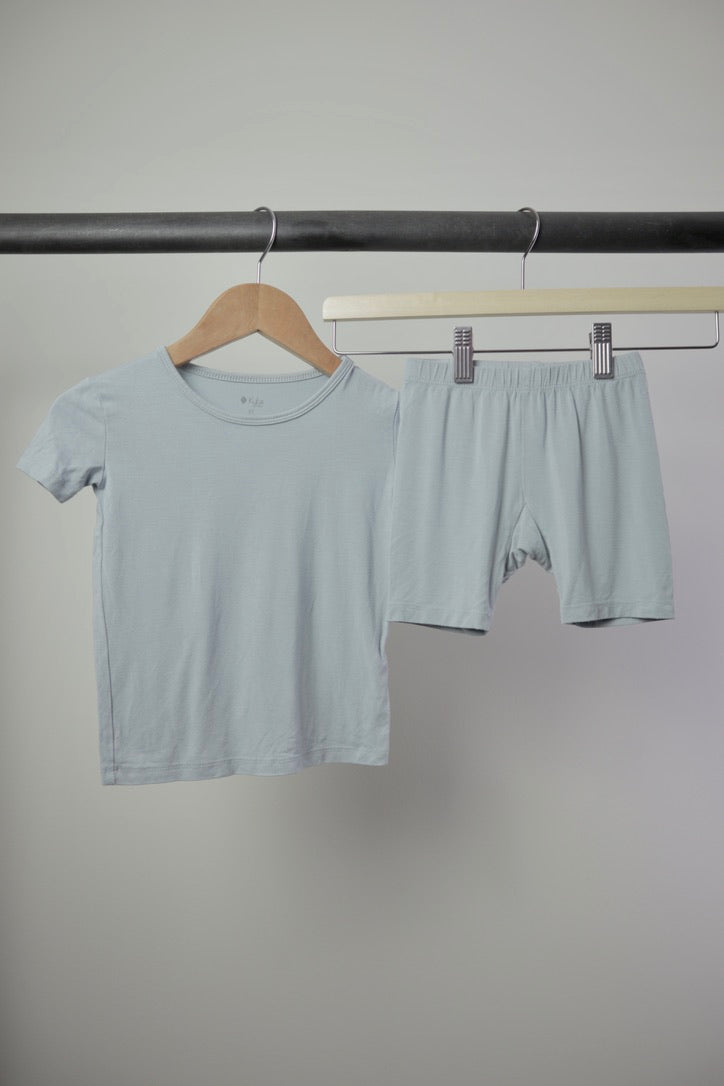 Kyte Baby Muted Blue Bamboo Short Sleeve Pajama Set — 3T