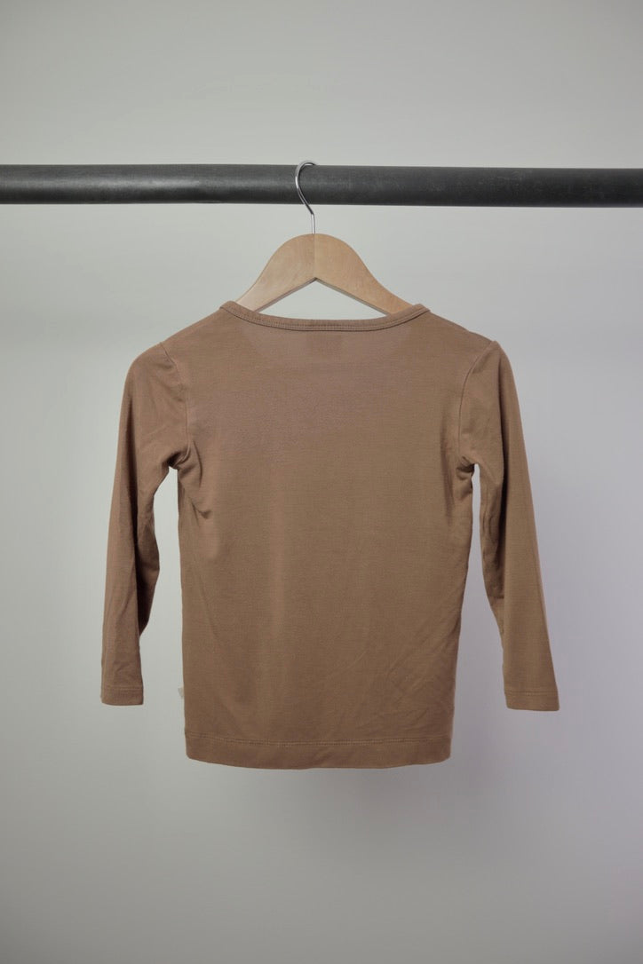 Jax + Lennon Bamboo Button Cardigan — Brown — 3/4Y