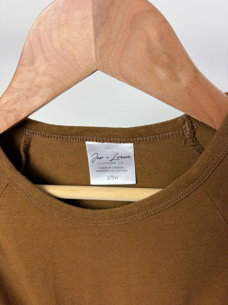 Jax + Lennon — Bamboo Blend Long Sleeve Tee — Warm Brown — 2/3Y