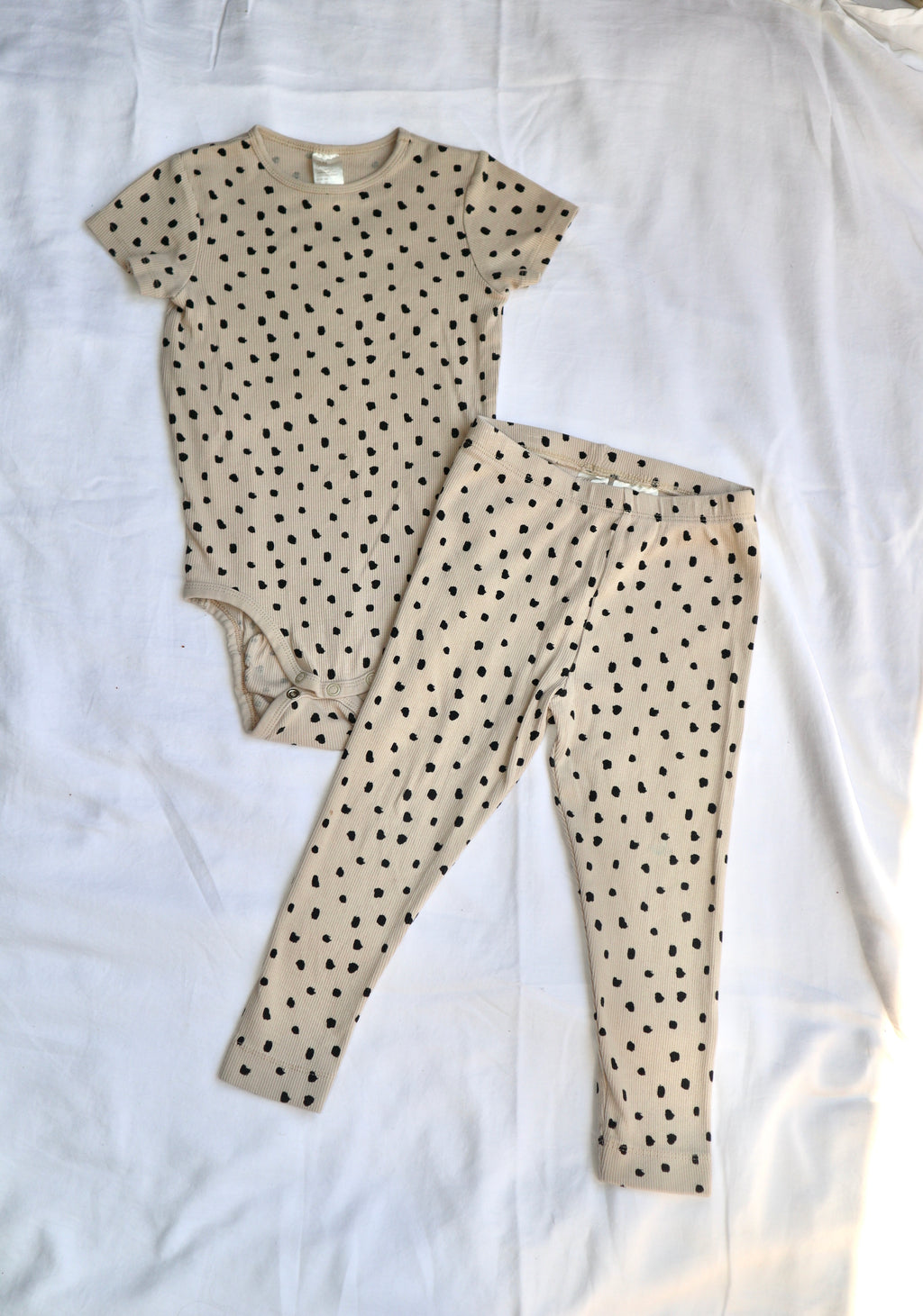 H&M Ribbed Spot Print Outfit — 2–3 Years