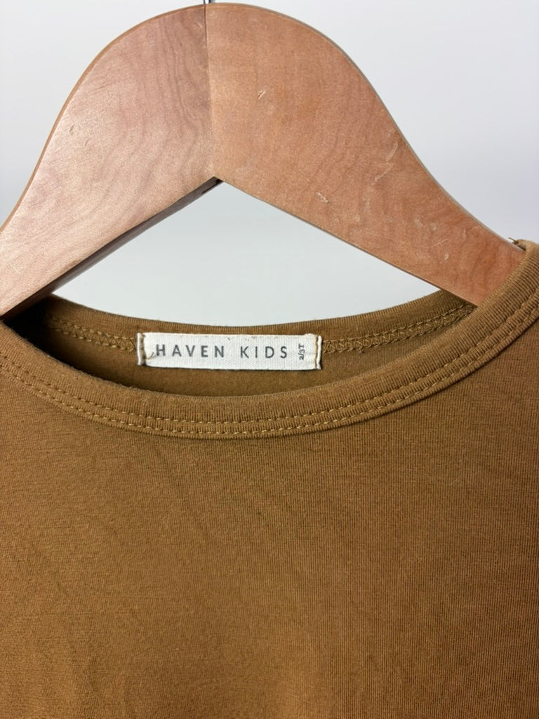 Haven Kids Essentials — Bamboo Long Sleeve Tee — Caramel — 2/3T