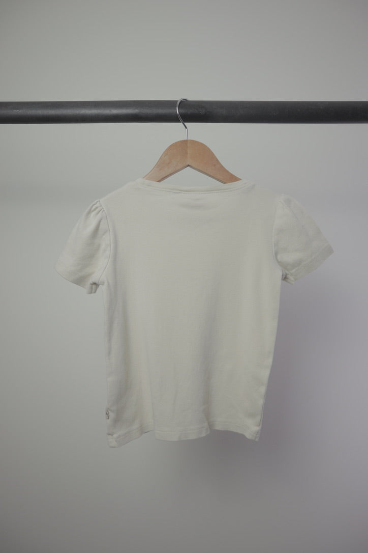 Wheat — Holiday Home Puff-Sleeve Graphic Tee — Eggshell — 6Y