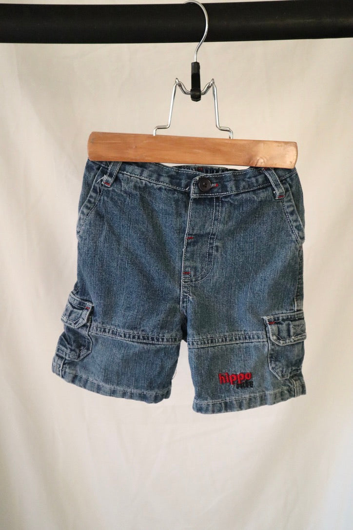 Vintage Hippo Club Denim Cargo Shorts — 24 Months