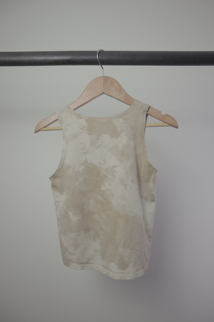 Jax + Lennon — Tie-Dye Henley Tank — Oatmeal/Cream — 2/3Y