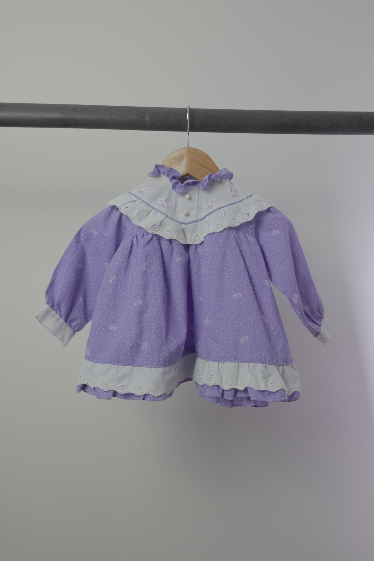Vintage Lavender Floral Eyelet Dress — 18M