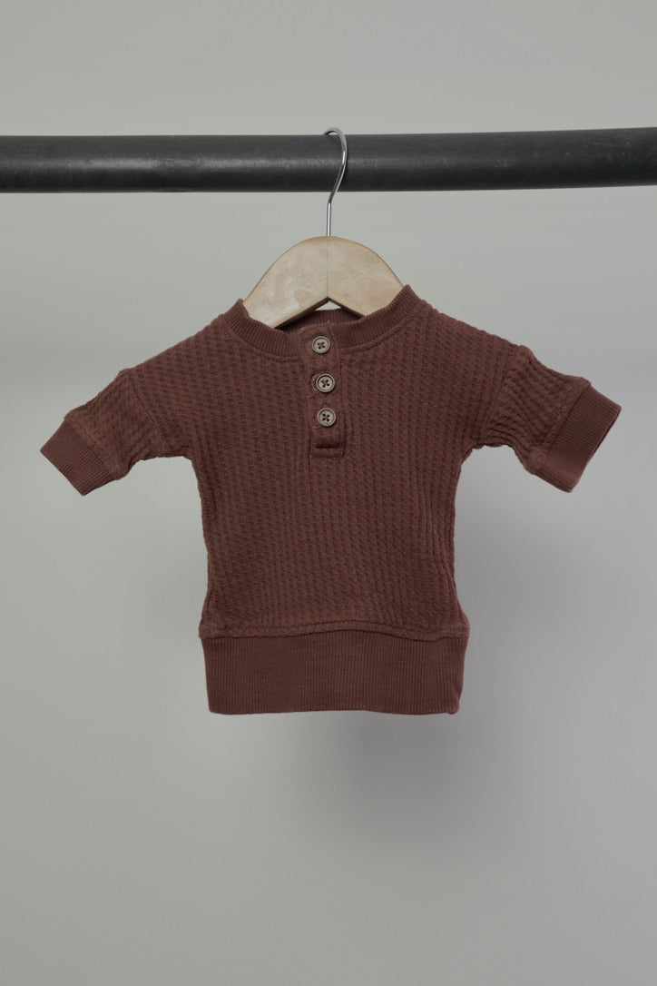 Jamie Kay — Organic Cotton Waffle Andy Top — Cherry — 0–3 Months