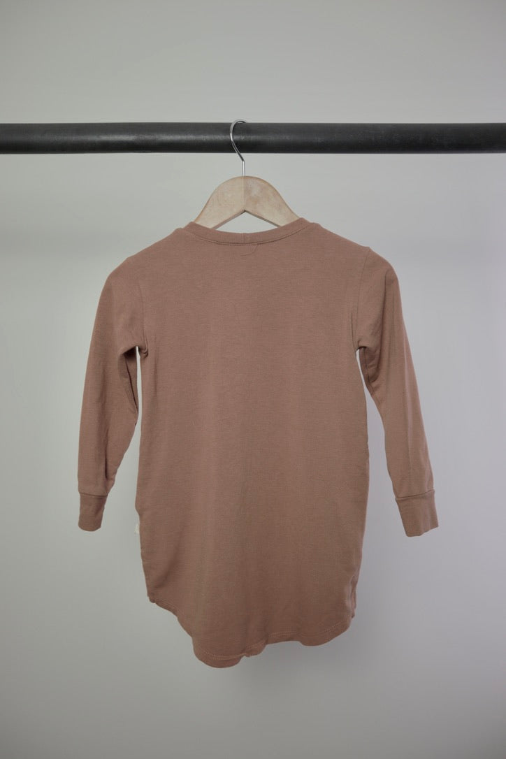 Jax + Lennon — Long Sleeve Tunic Dress — Warm Brown — 18–24M