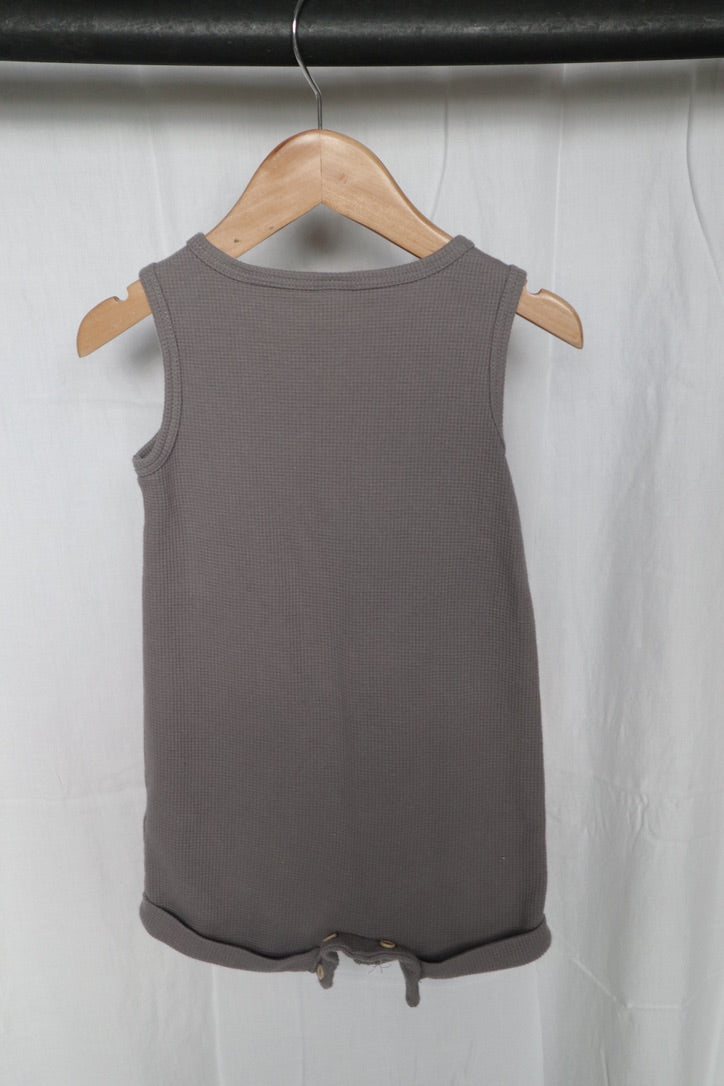 PL Baby by Petit Lem Waffle Knit Sleeveless Romper | Grey | 18M