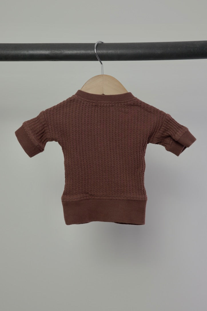 Jamie Kay — Organic Cotton Waffle Andy Top — Cherry — 0–3 Months