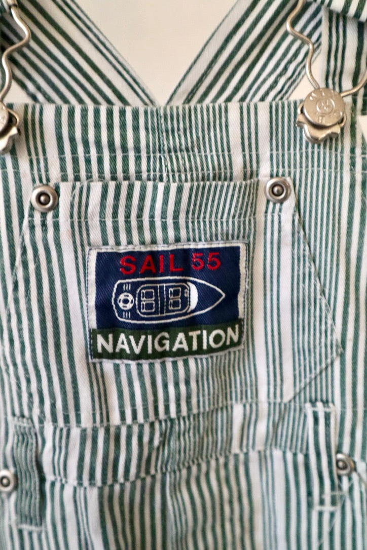 Vintage Sail 55 Hickory Stripe Overalls — 12 Months