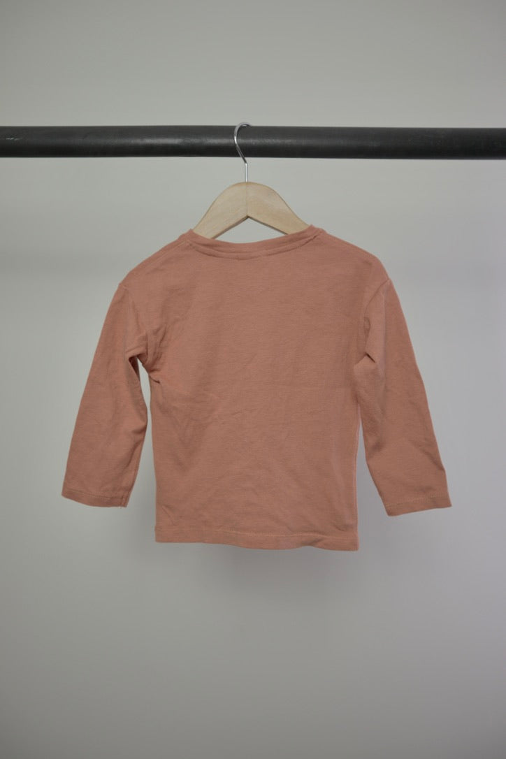 Zara Baby — Long Sleeve Henley Top — Terracotta — 12–18M