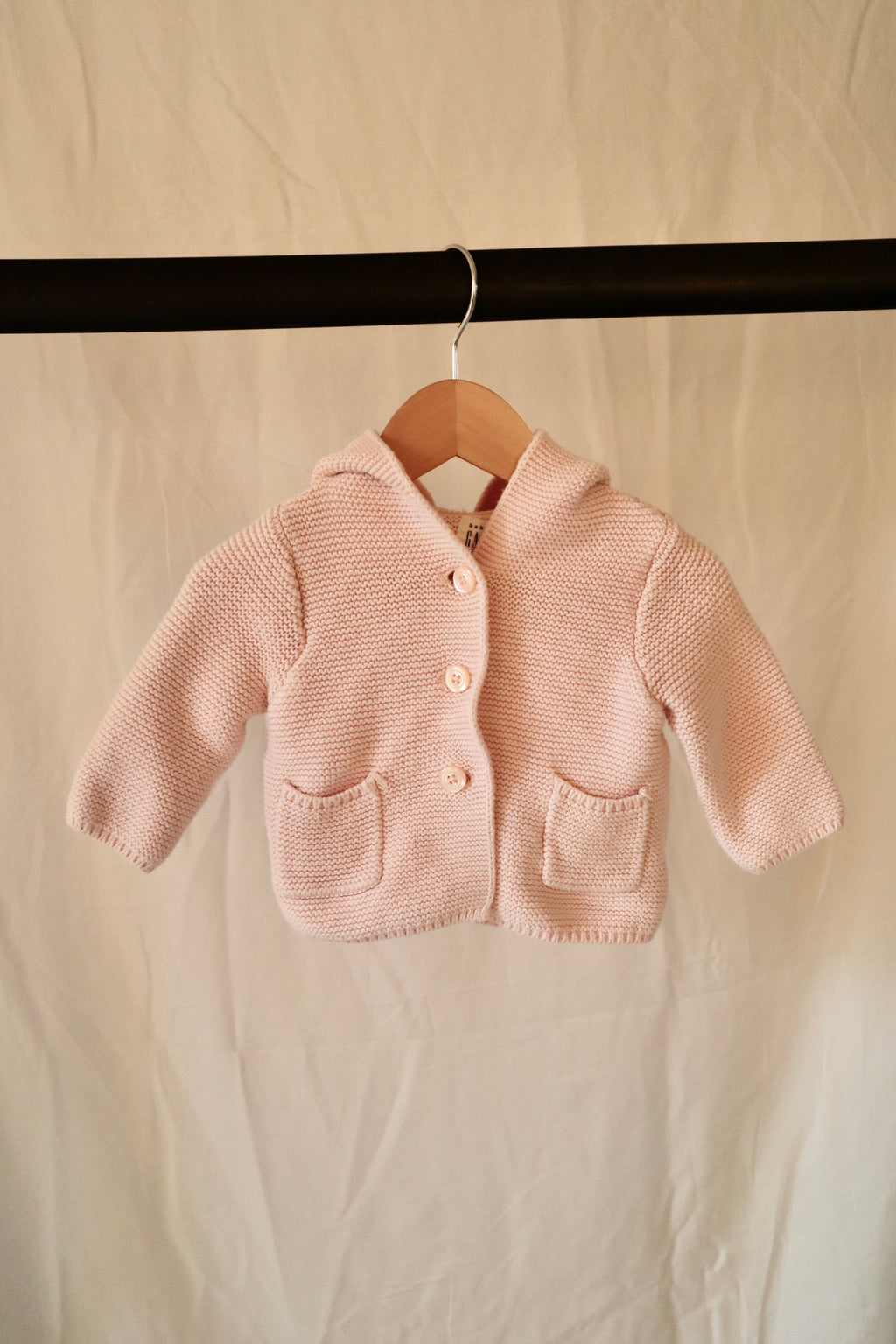 Baby Gap Knit Hooded Cardigan — Blush Pink