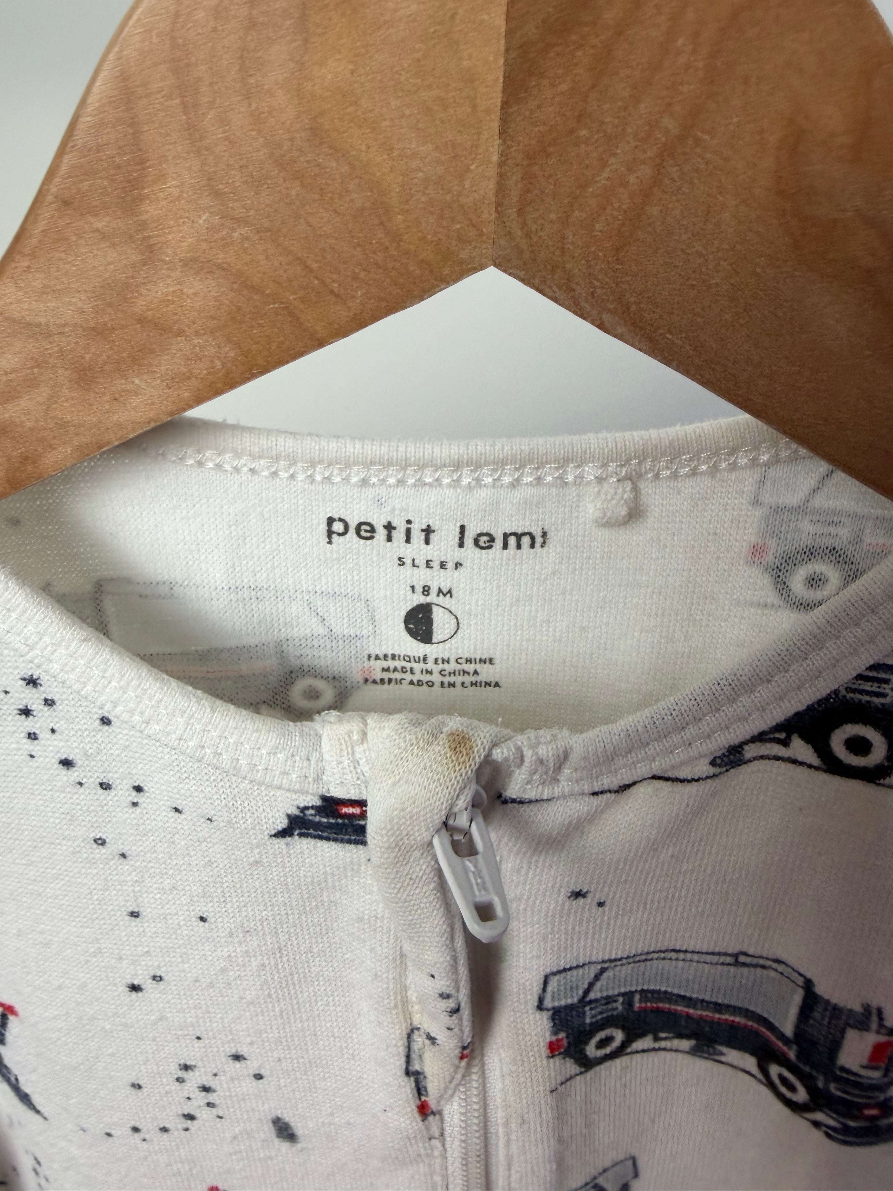 Petit Lem Zamboni Print Footed Sleeper — Off White — 18M
