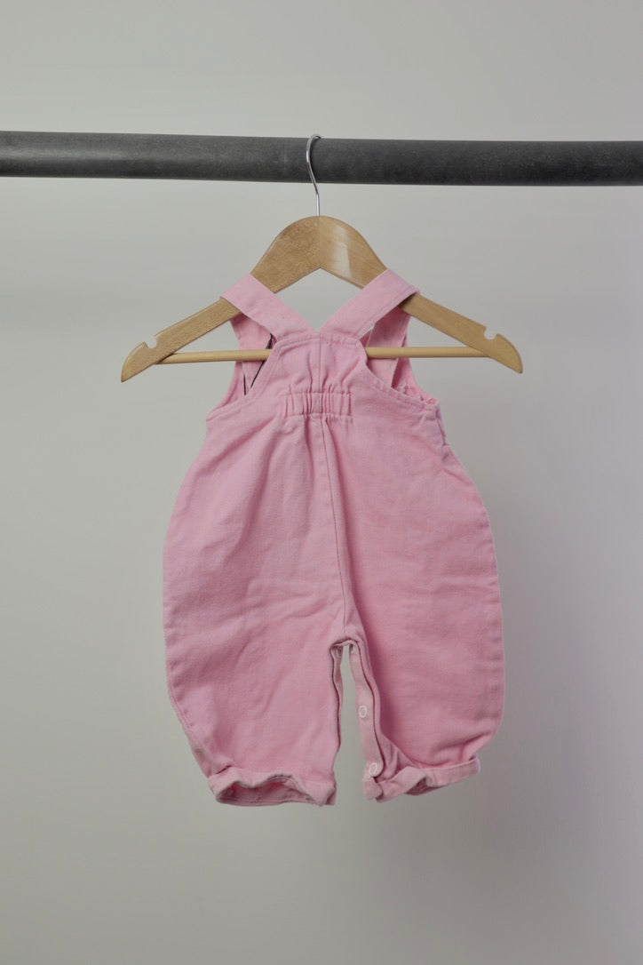 Vintage Pink Fun Time Overalls — Bubblegum Pink — 0–3M