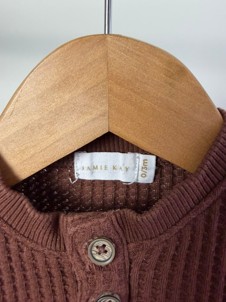 Jamie Kay — Organic Cotton Waffle Andy Top — Cherry — 0–3 Months