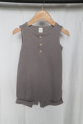 PL Baby by Petit Lem Waffle Knit Sleeveless Romper | Grey | 18M