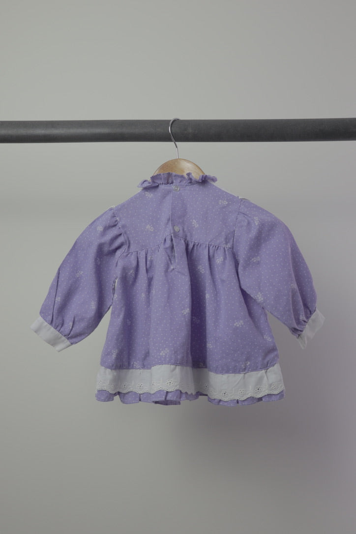 Vintage Lavender Floral Eyelet Dress — 18M