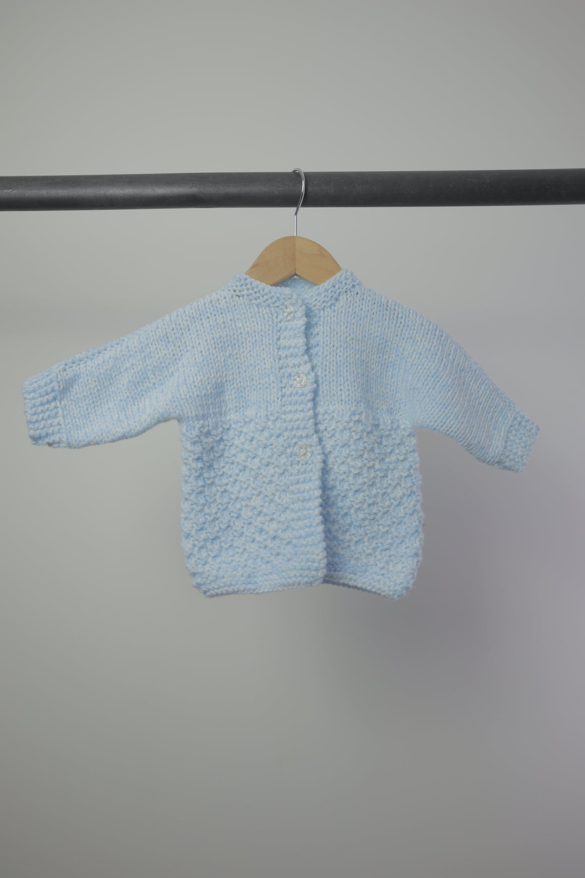 Vintage Hand Knit Baby Cardigan — Powder Blue