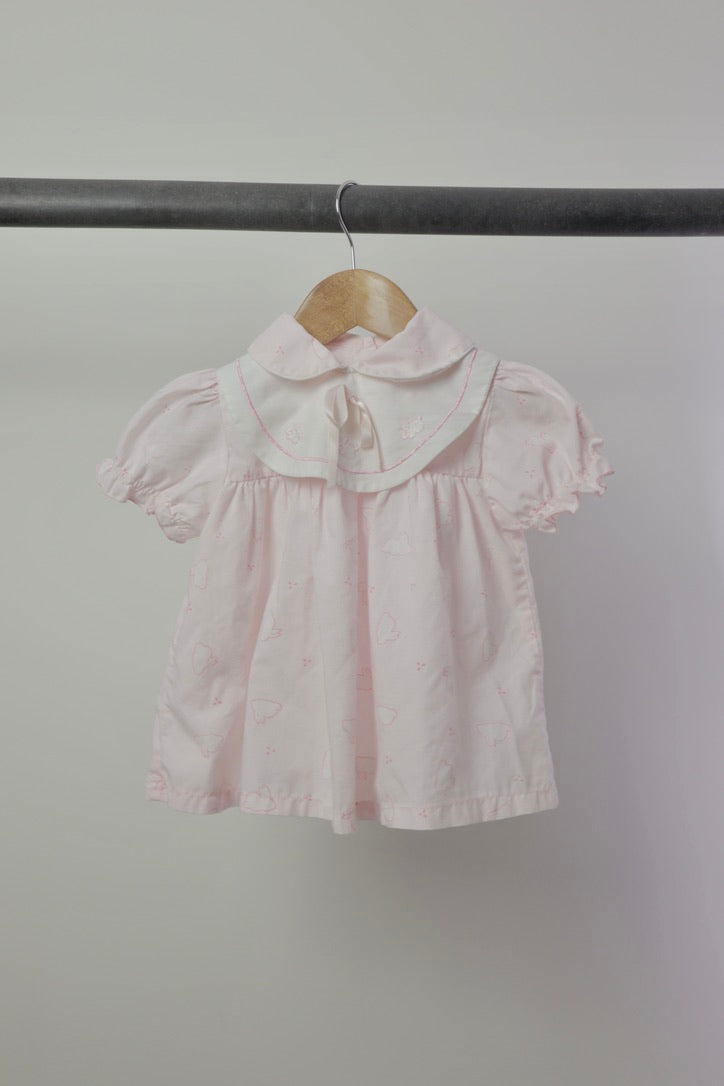 Vintage Pink Bunny Dress — Pale Pink — 12–18M