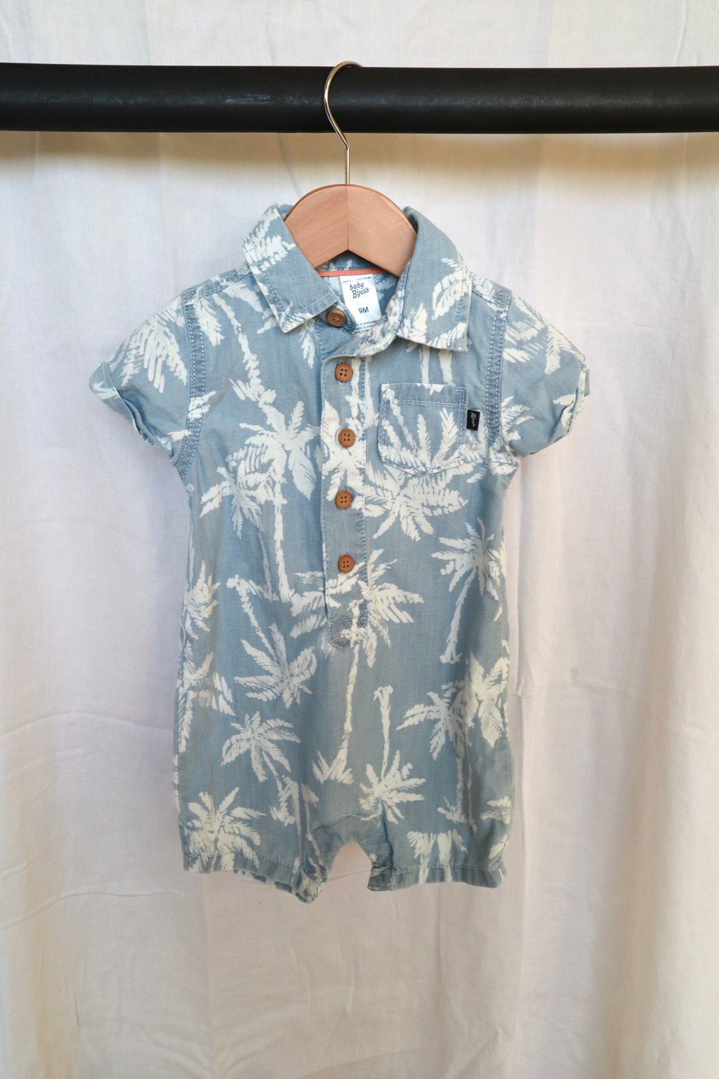 Baby B'gosh Chambray Palm Tree Romper – 9M