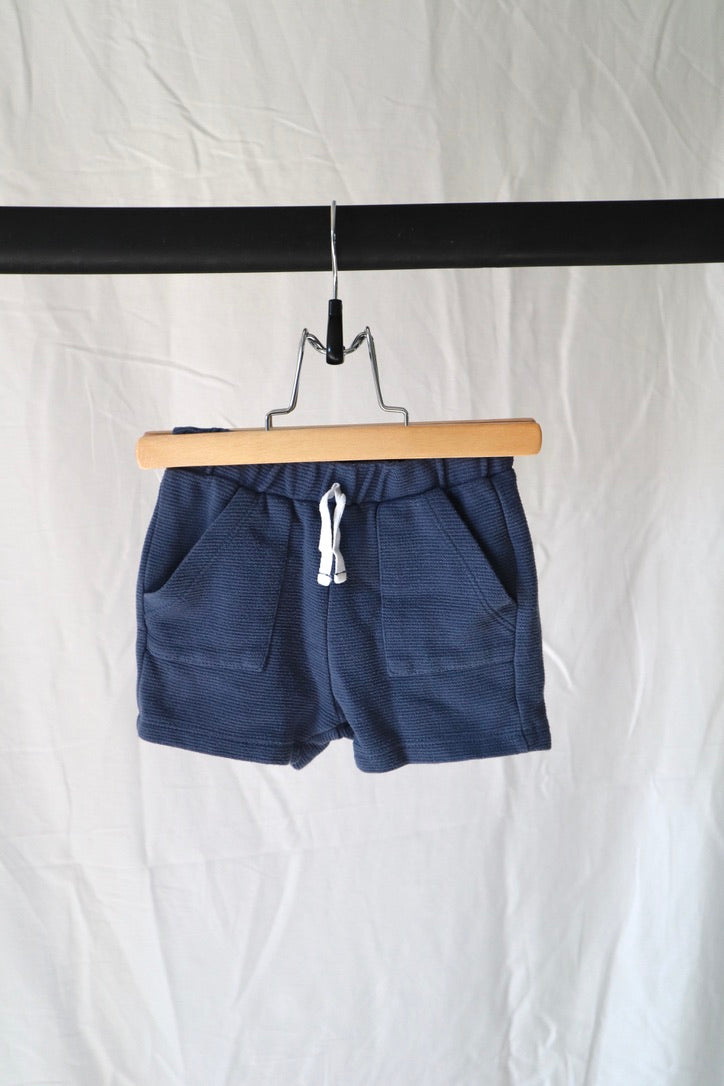 Bon Bébé Textured Knit Shorts — Navy — 24M