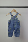 Vintage Airplane Denim Overalls — Medium Wash — 6–9M