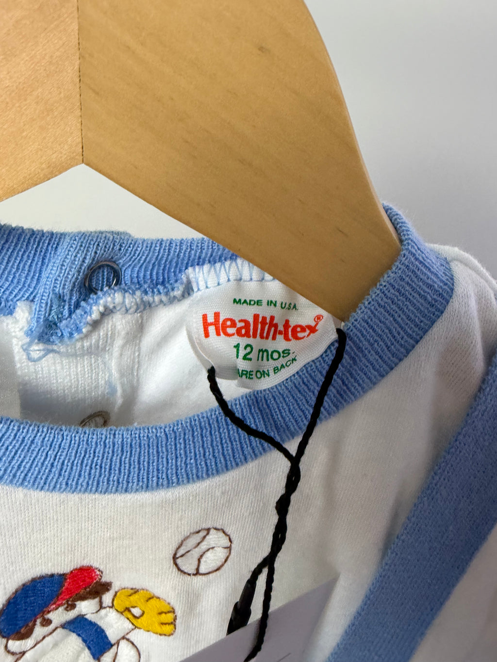 Vintage Health-tex Baseball Player Romper — Faux Suspenders — 12M